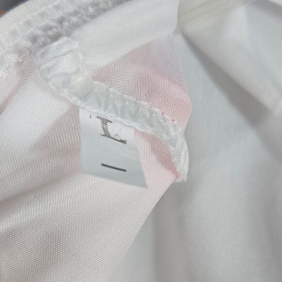 Women's Classic White Slip Dress Short Dolman Sleeve Casual Midi V-Neck Costume - Picture 5 of 5